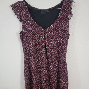 Large Black Floral Xhilaration Short SleeveMini Dress